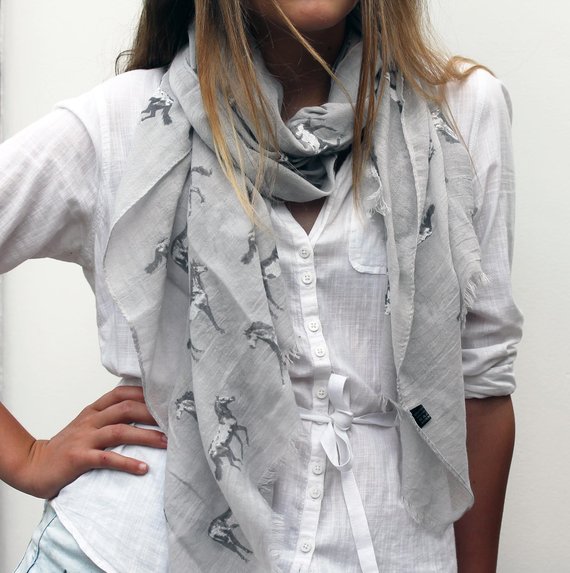 Lightweight and Soft Horse Print Scarf